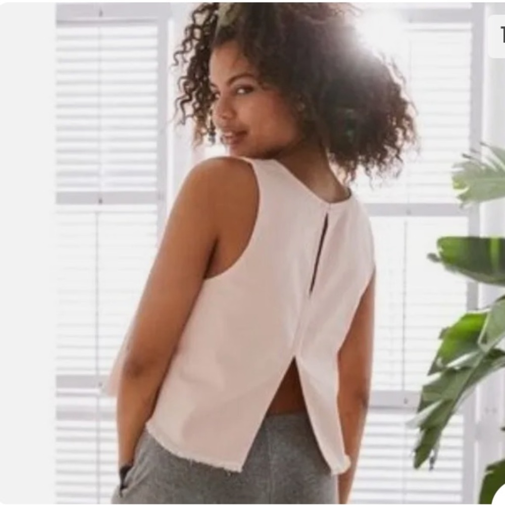 Aerie Light Pink Denim Open Back Crop Top size Extra Large